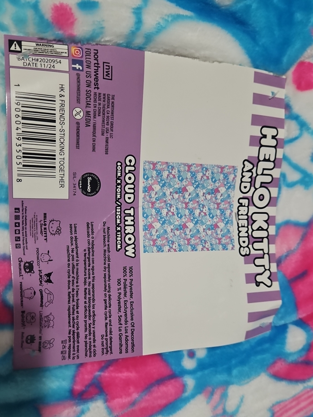 Sanrio-Hello Kitty & Fiends Plush Throw Blanket